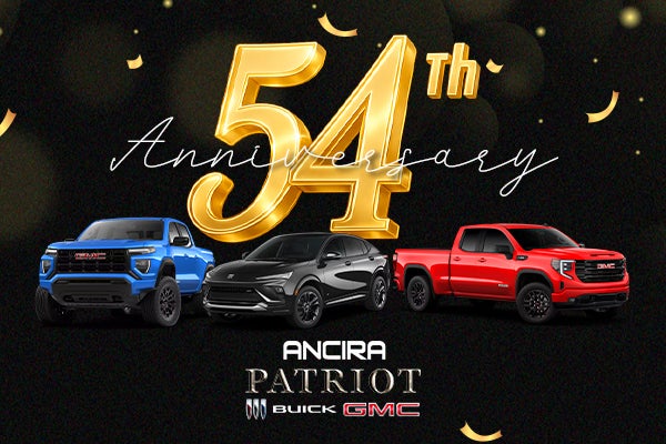 Anniversary car dealership banner with vehicles on dark bg