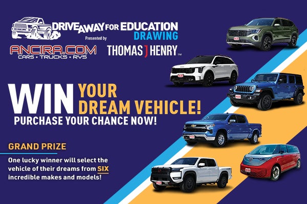 Promotional banner for the "Drive Away for Education Drawing
