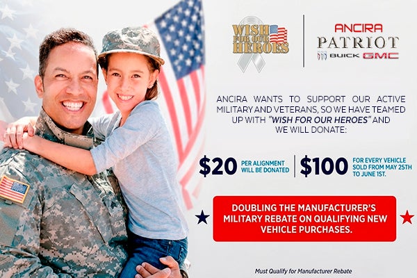 Ancira military support promo with soldier and child, donati